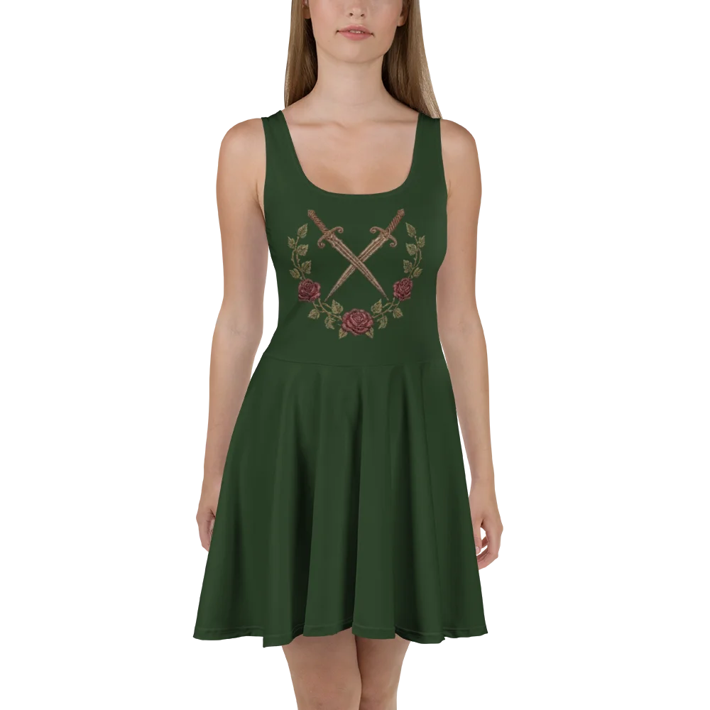 Womens Casual Summer Dress Daggers and Roses Print Scoop Neck A-Line Skater Sundress Fashion 2026 product image (3)
