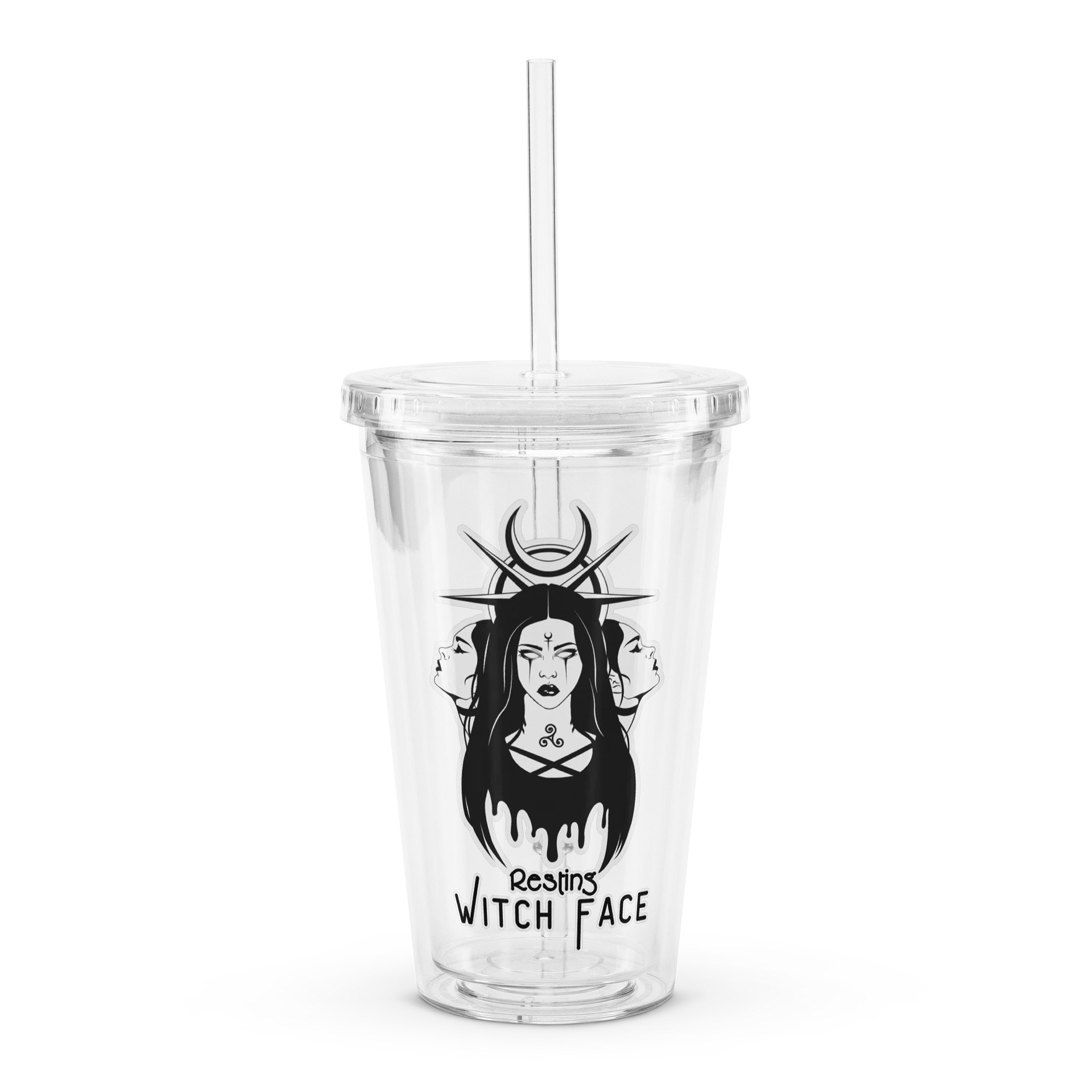 Resting Witch Face Plastic Tumbler product image (1)