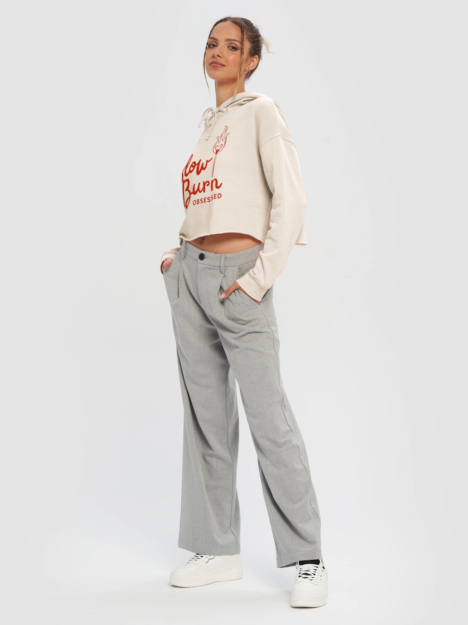 Slow Burn Obsessed | Red Hot Crop Hoodie product image (7)