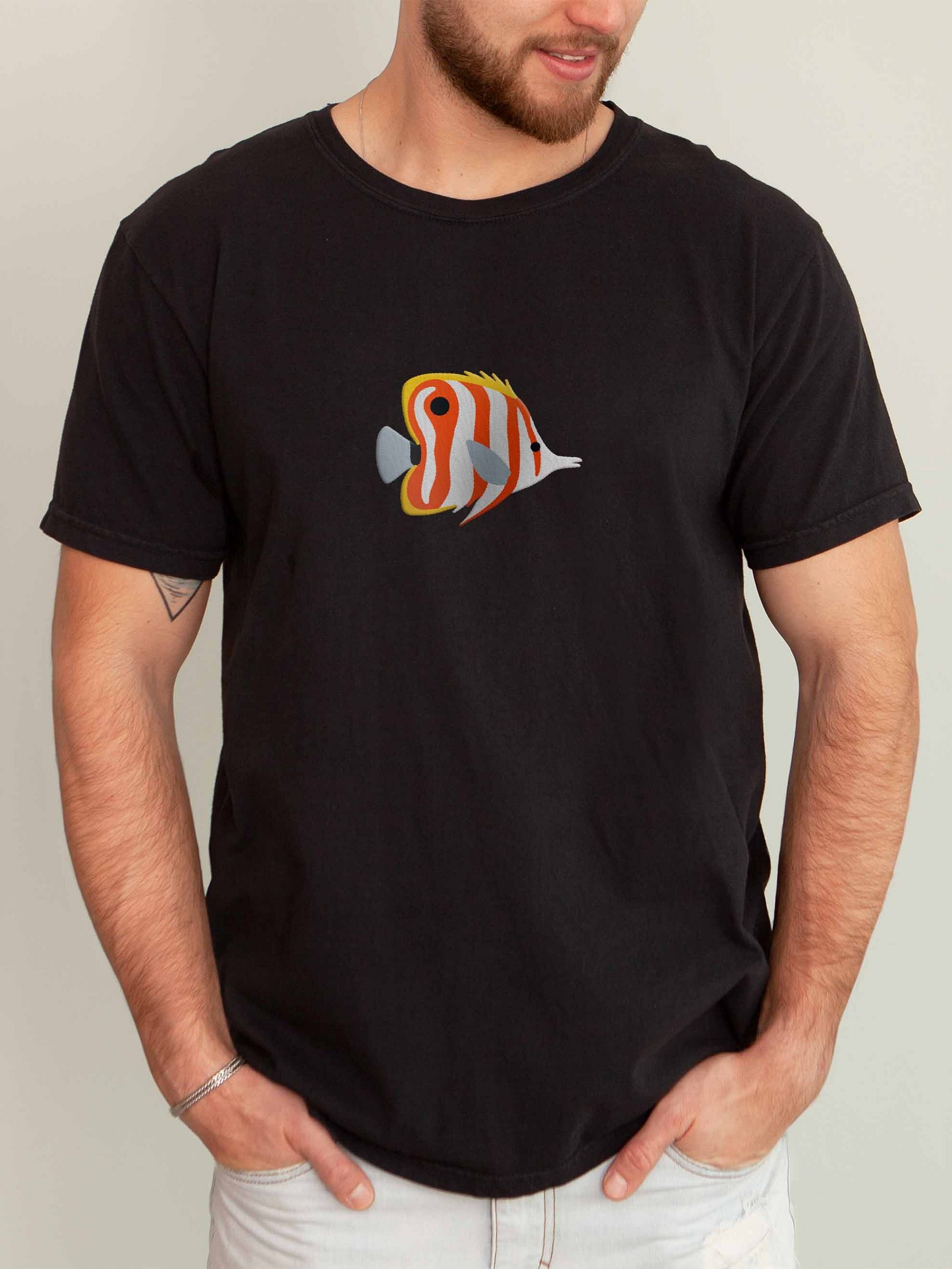 Copperband Butterflyfish Premium T-Shirt (Embroidered) for Reef and Marine Aquarium Lovers product image (2)