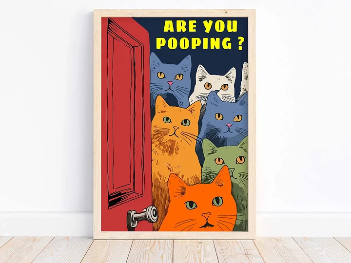 Funny Posters Pooping Print Bathroom Cat Print For Toilet Wall Art product image (1)
