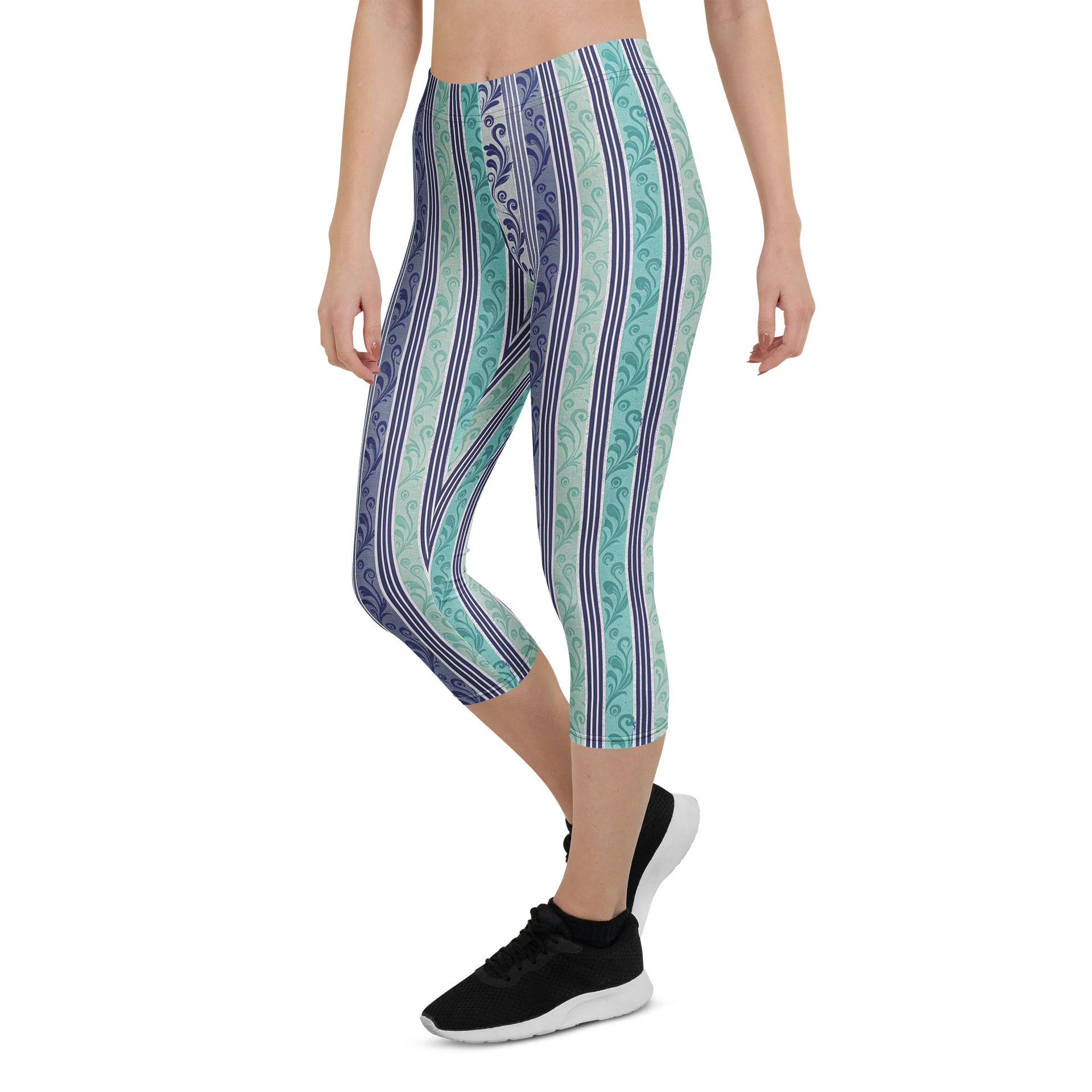 Blue Stripe Wave Capri Leggings product image (6)