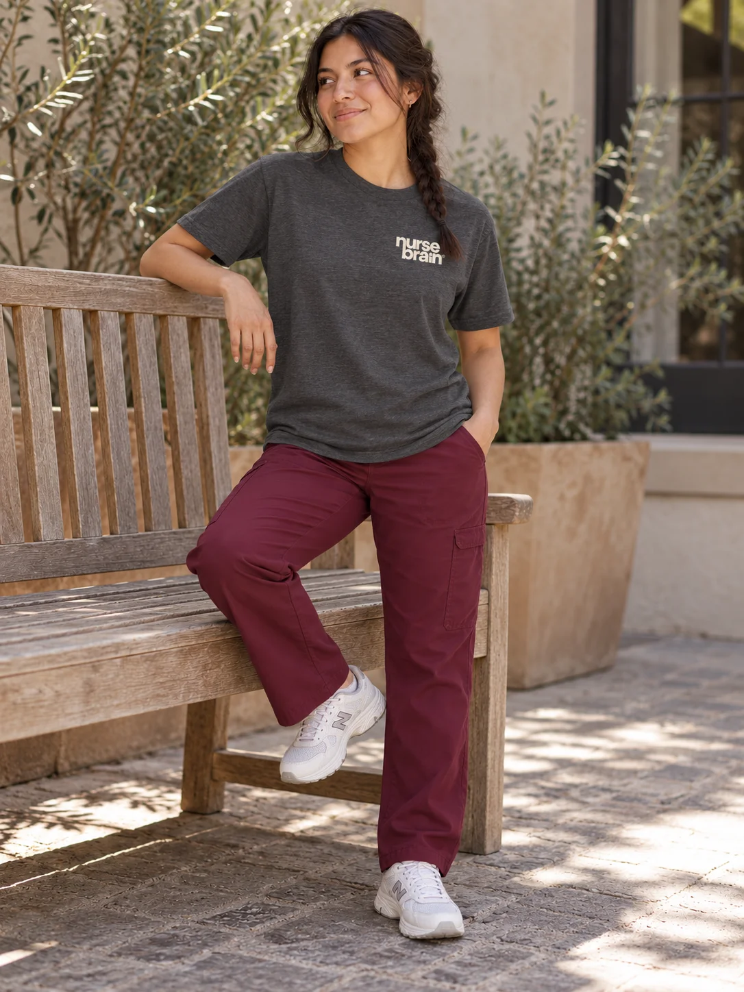 NurseBrain® Stacked Tee, Dark Grey Heather product image (1)