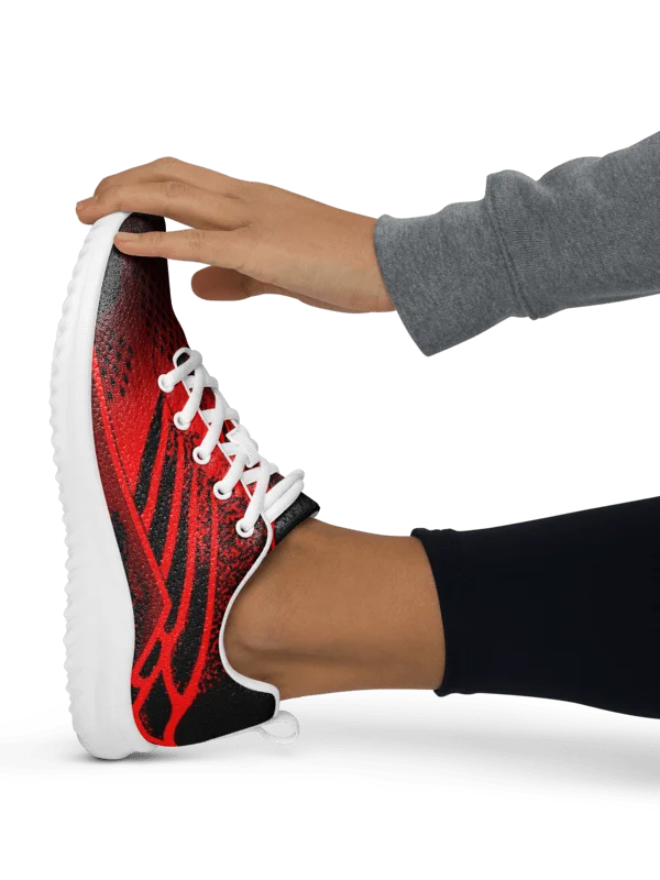 SOSENFER Women's Casual Sneakers, Air Cushion Sole, Breathable Knit Upper, Pink And White Lace-Up Low-Top Shoes - Comfortable Footwear For All Seasons product image (4)