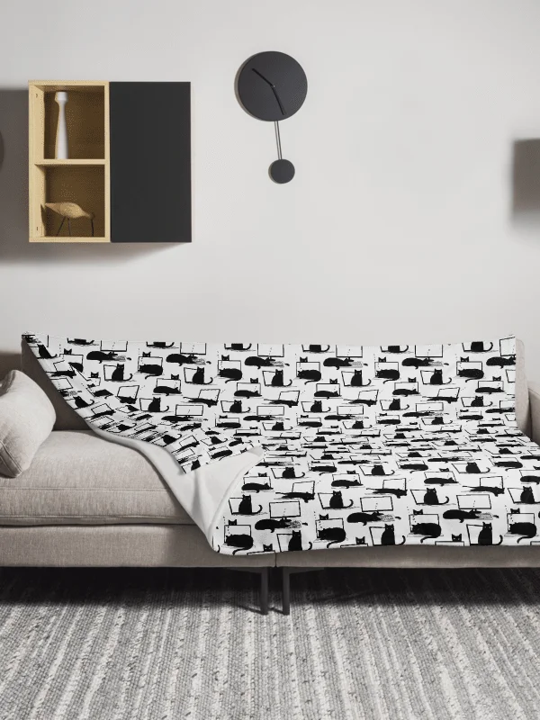 Cats on Laptops Pattern Throw Blanket product image (15)