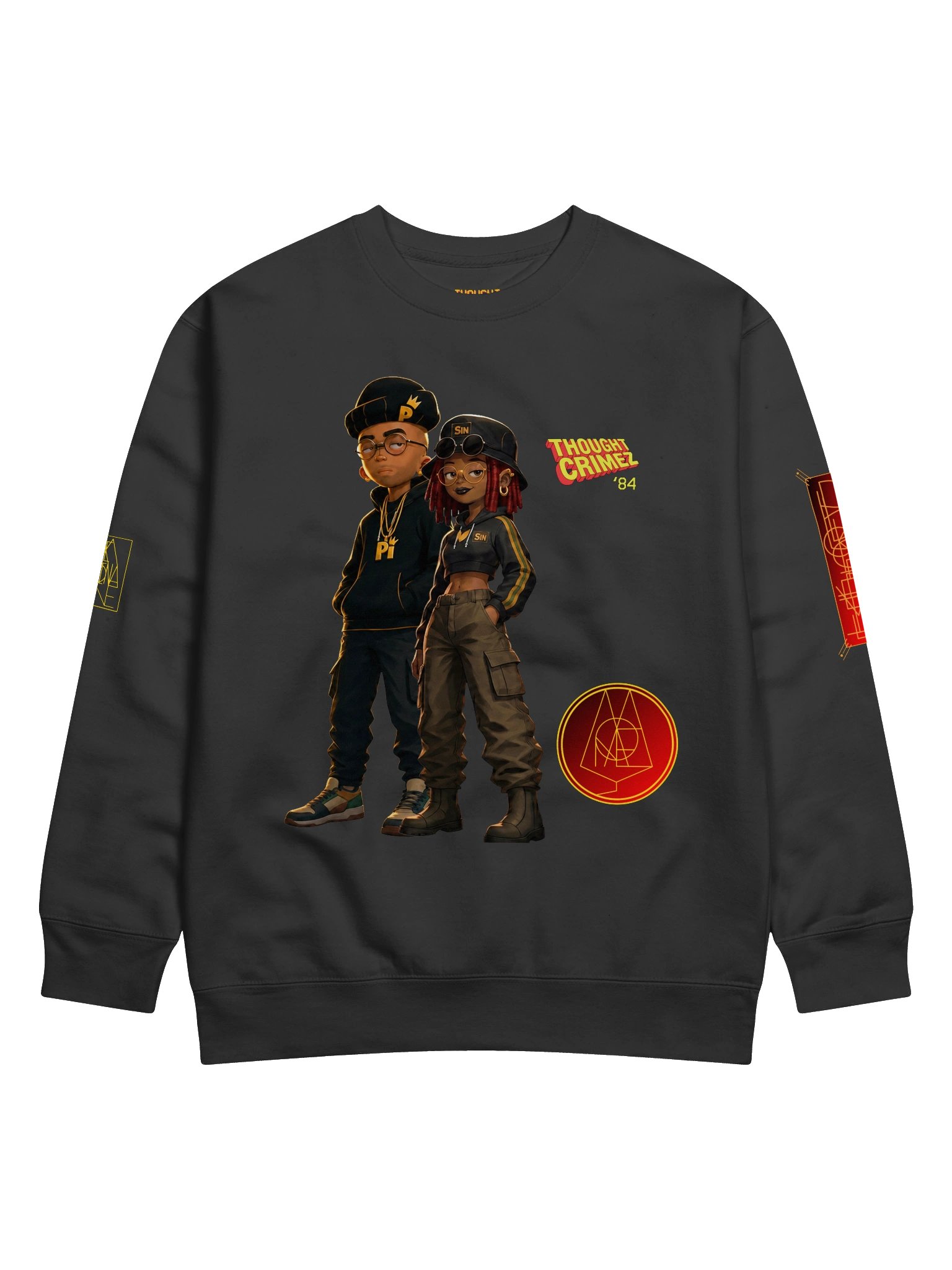 Thought Crimez GALACTIC DYNAMIC DUO ’84 Cartoon Sweatshirt product image (4)