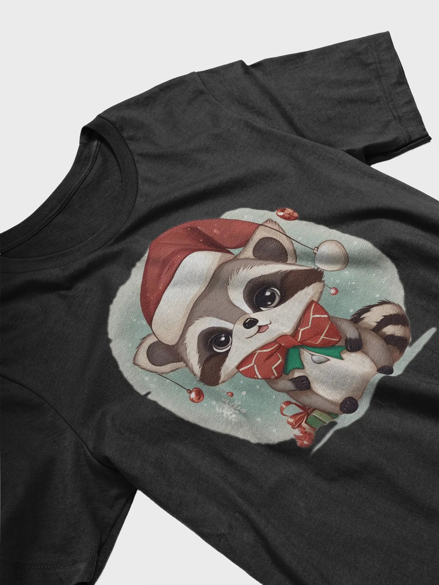 Cute little racoon cub wearing a santa hat Supersoft T-Shirt product image (3)
