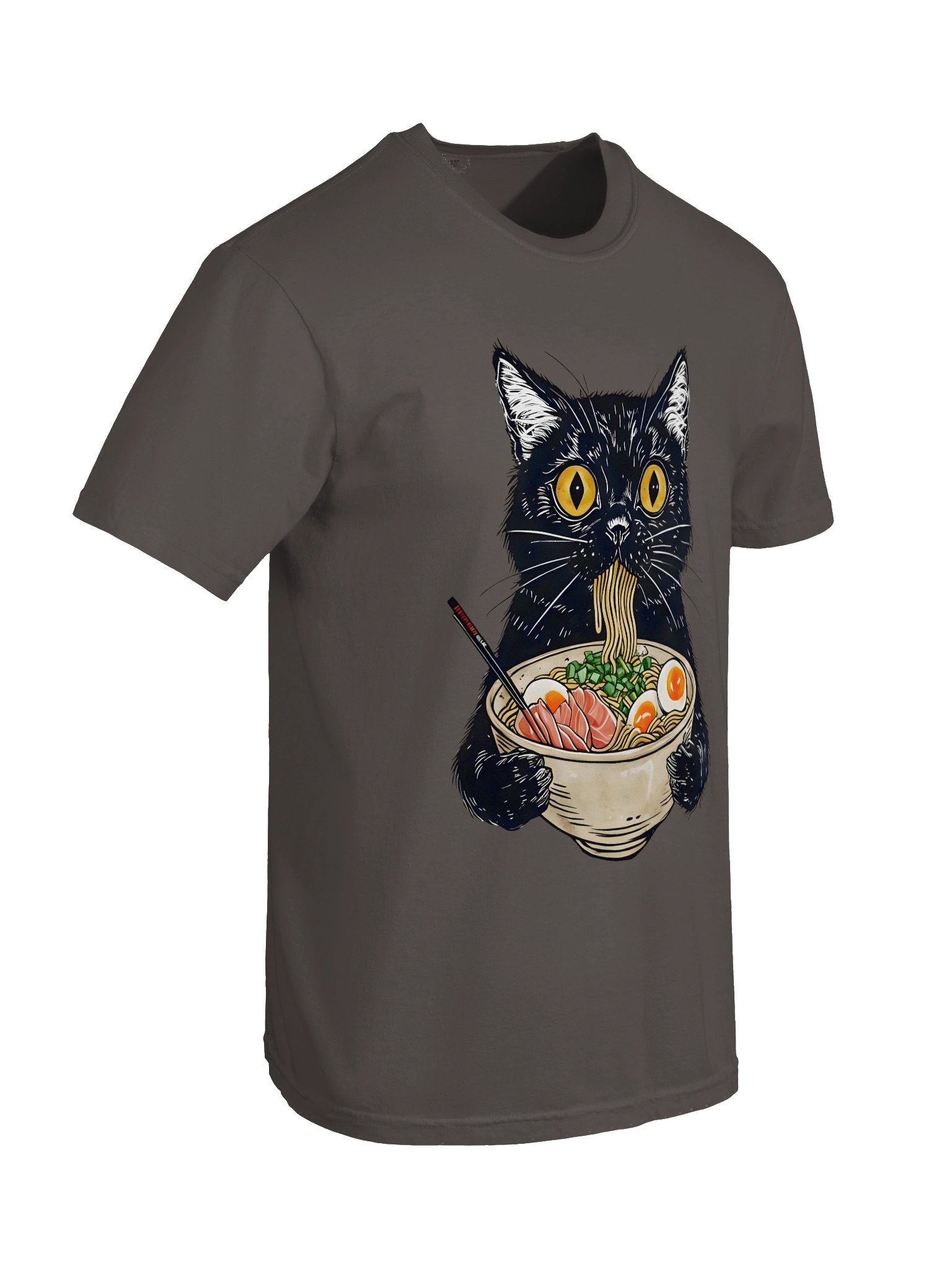 Ramen Eating Black Cat T-Shirt – Relaxed Fit Heavyweight Unisex Cotton T-Shirt product image (22)