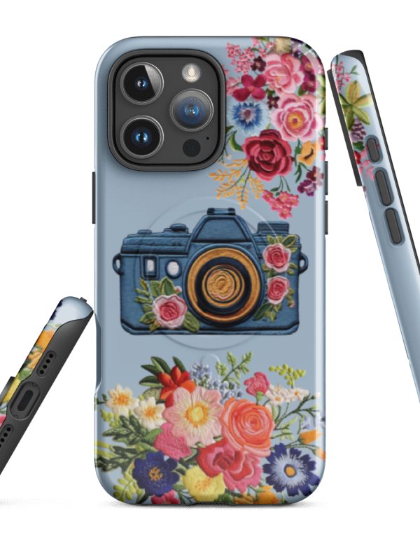 FLORAL CAMERA EMBROIDERY LOOK MAG SAFE CASE FOR IPHONE product image (1)