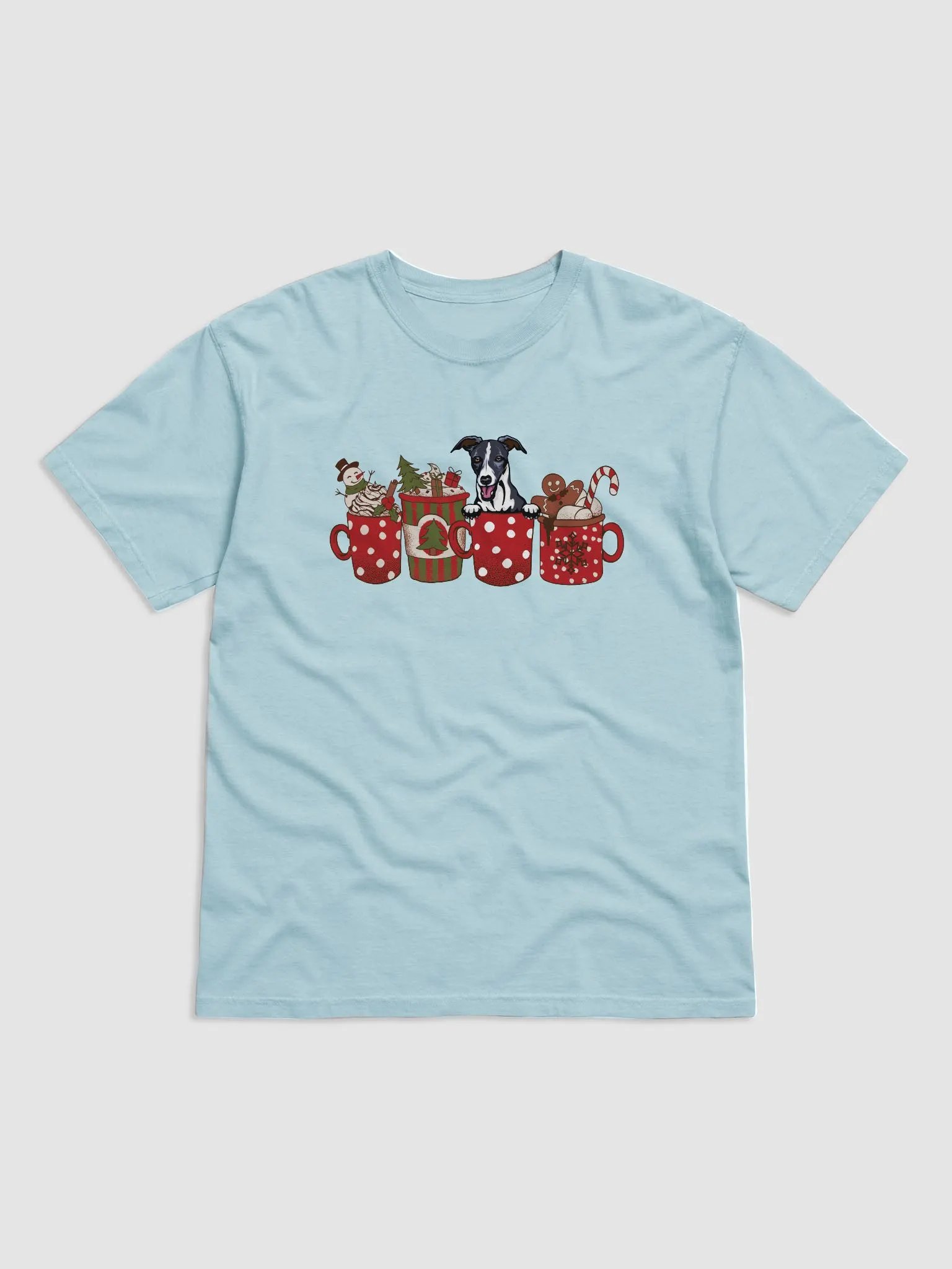 Cute Whippet in a Christmas Cup T-Shirt | Funny Christmas Pup in a Cup product image (9)