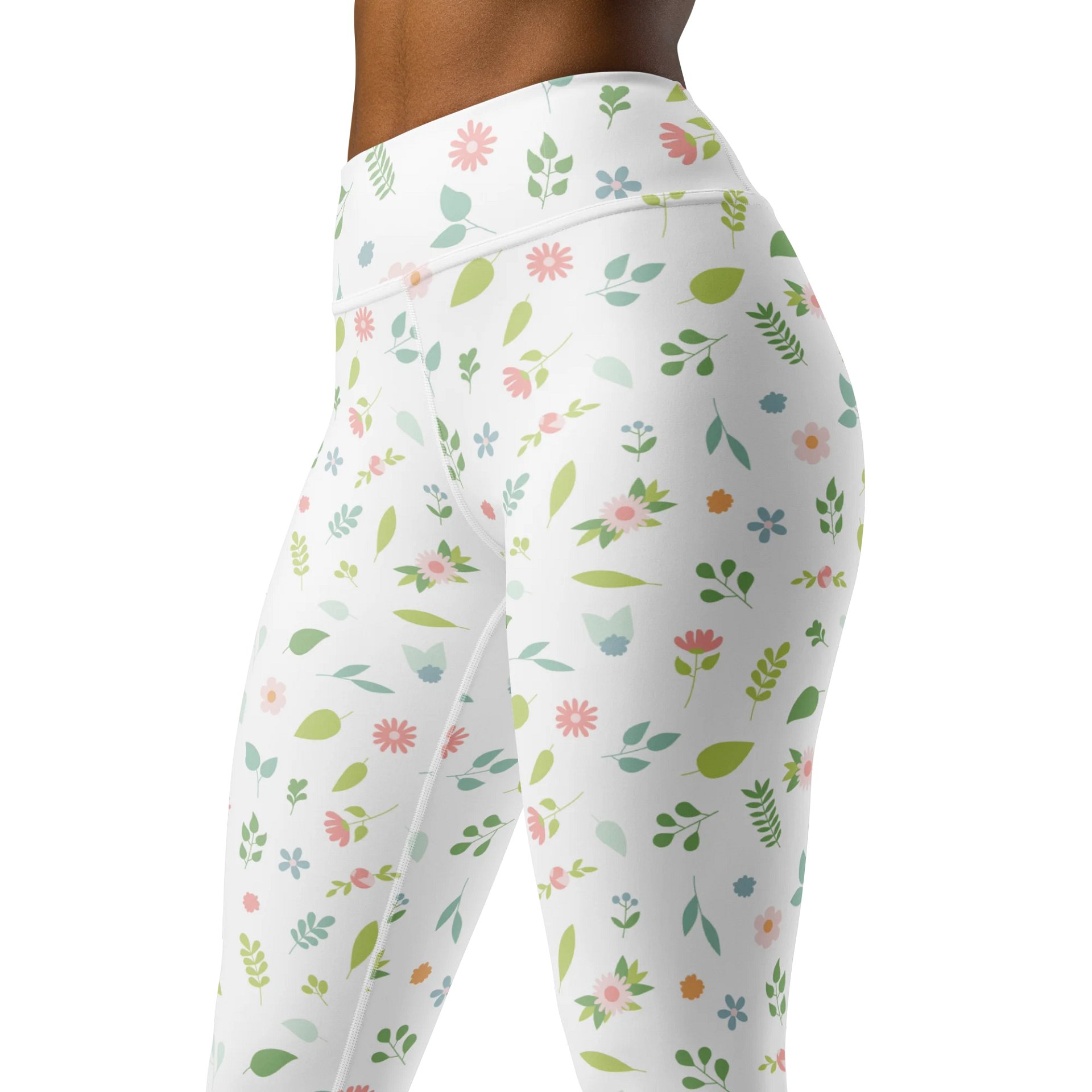 Floral Whimsy High-Waisted Leggings - Pastel Garden Pattern Activewear product image (4)