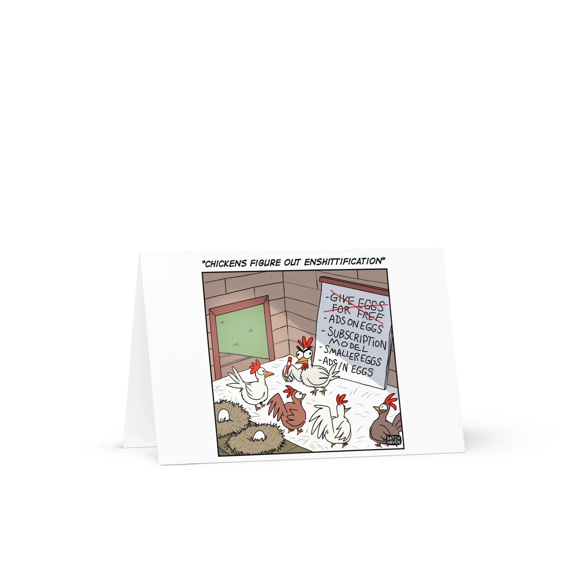 "Chickens figure out enshittification" card product image (1)