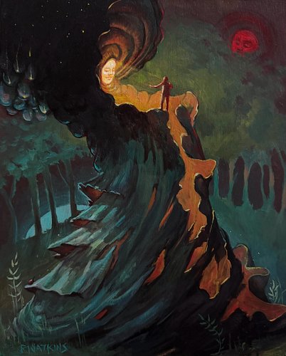 Kenshō and the Inner Light
8” x 10” acrylic on wood panel 

A fun little experimental painting inspired by my current interes...