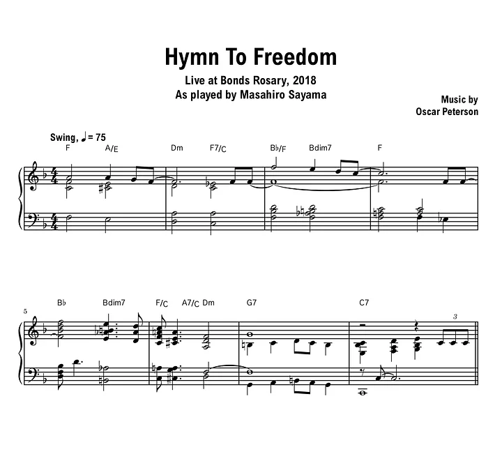 Masahiro Sayama - Hymn To Freedom - Sheet music (PDF) product image (1)