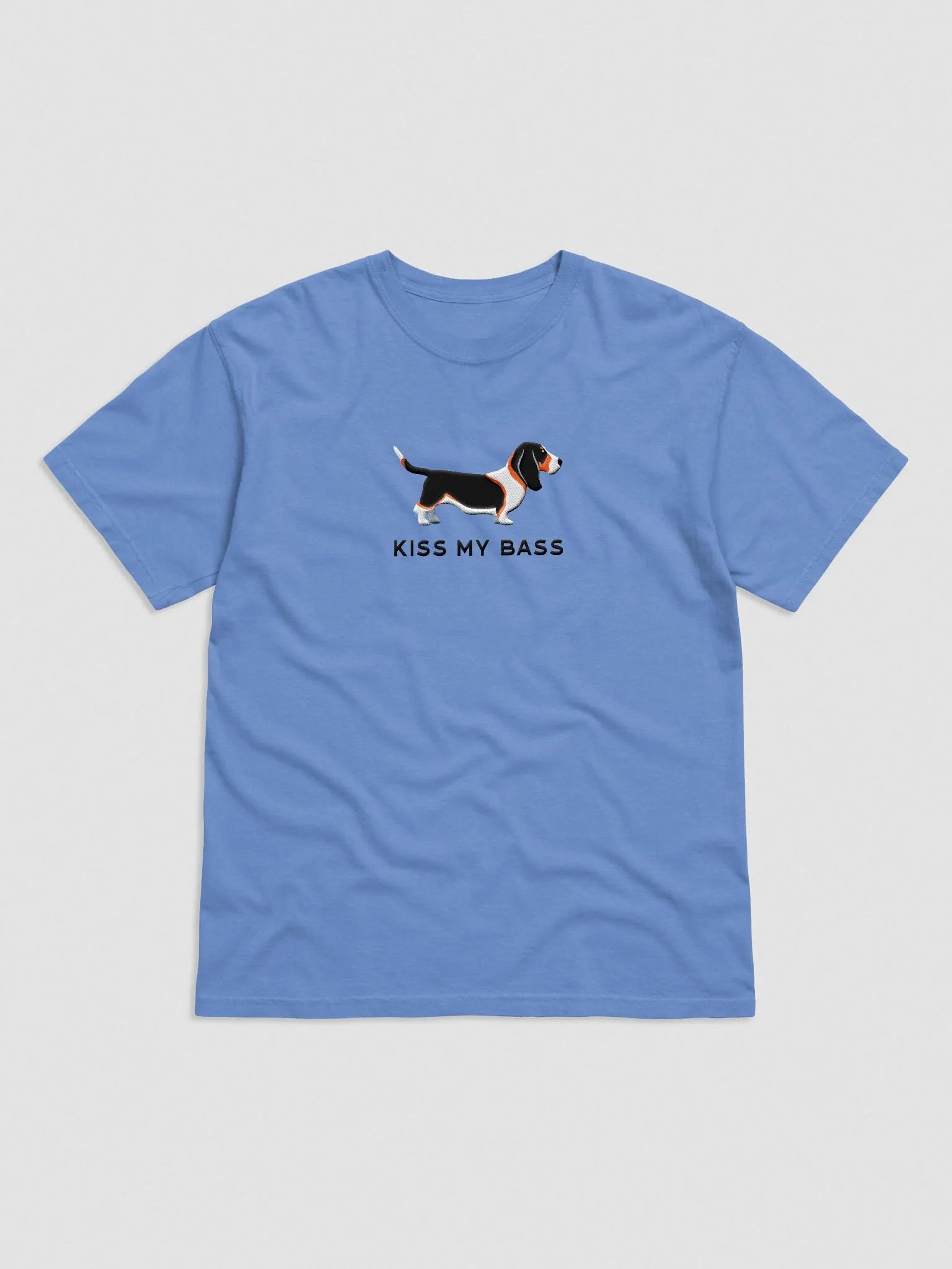 Kiss My Bass T-Shirt(Embroidered) of a Basset Hound(Tricolor) product image (4)