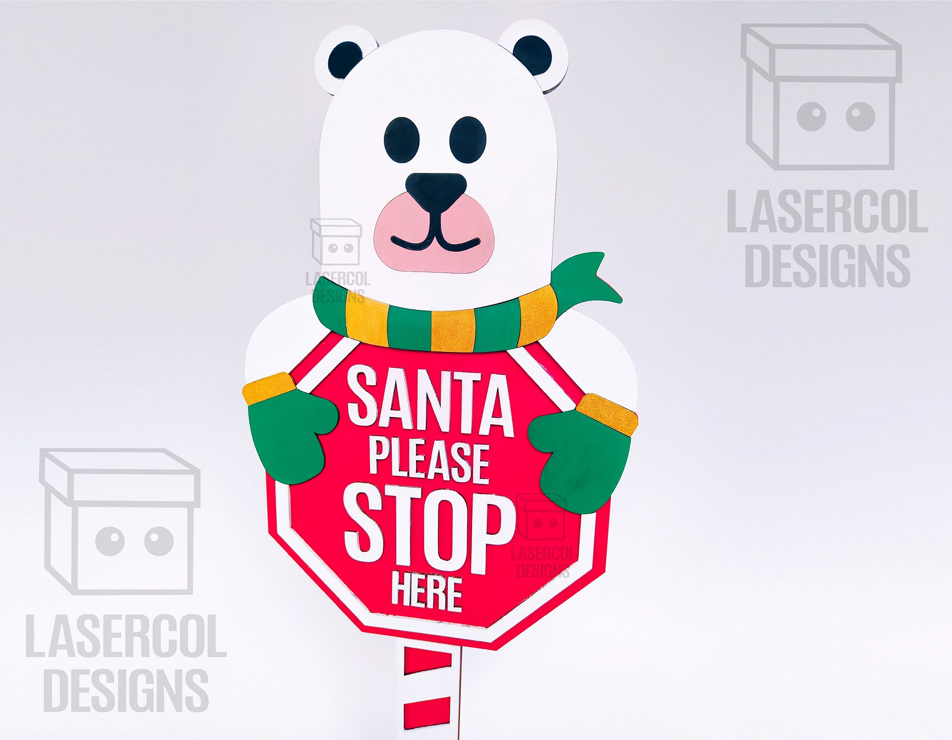 Santa Please Stop Here Sign (Bear) - Laser Cut Files product image (3)