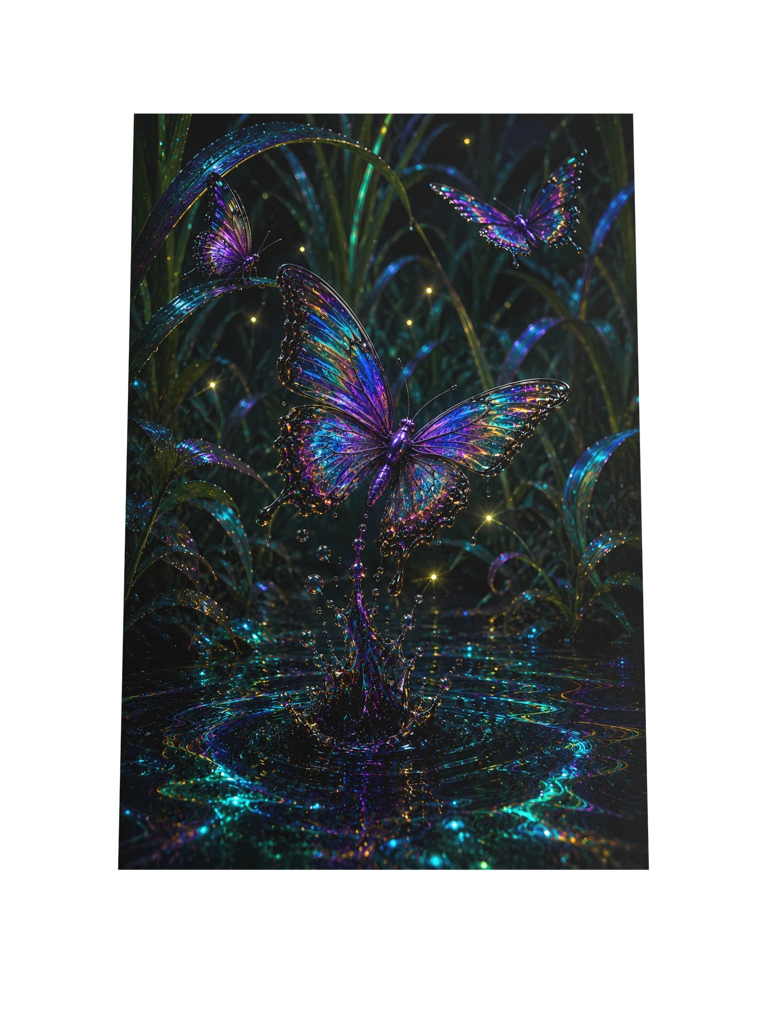 Iridescent Butterflies Over Water Splash product image (1)