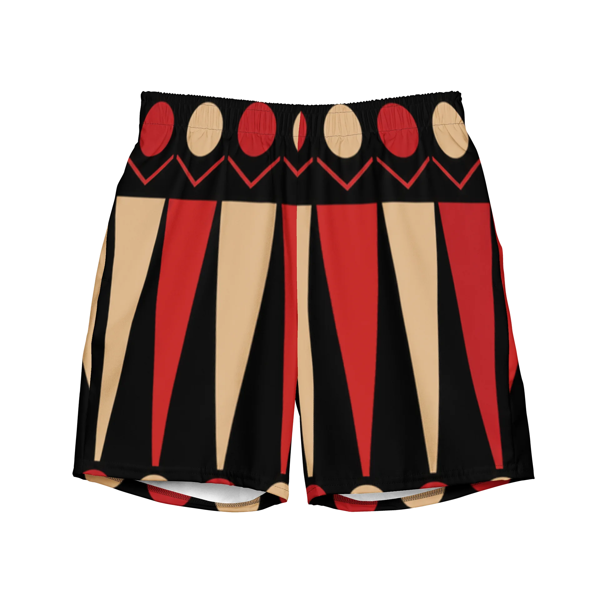 Geometric Red & Beige Pattern Swim Trunks product image (1)