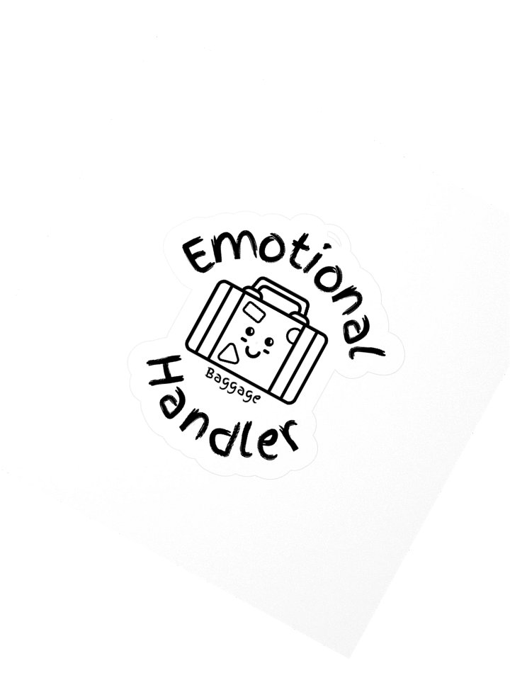 Emotional Baggage Handler Sticker With Smiling Baggage-Black and White product image (2)