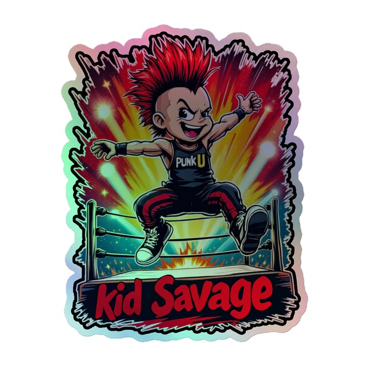 Kid Savage Wrasslin Punk U Holographic Sticker product image (2)