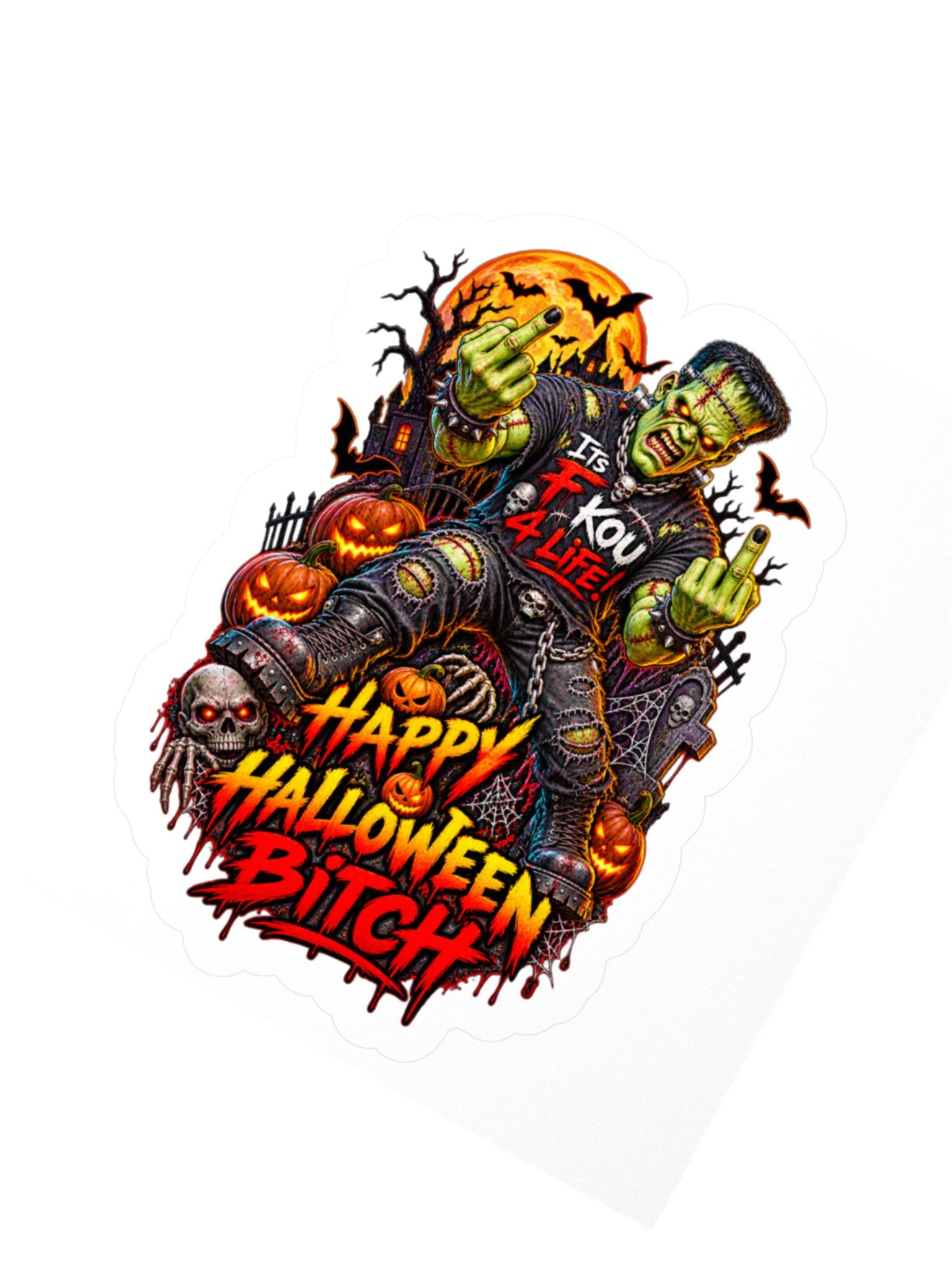 Frankenstein Its F KOU 4 Life 3" x 3" sticker product image (2)