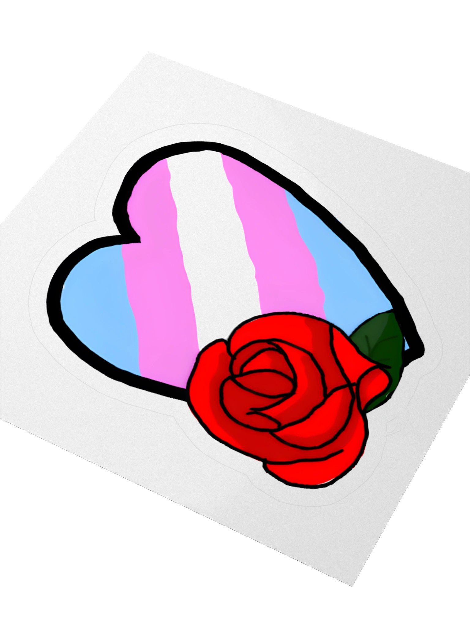 Rose Trans Pride Heart Stickers product image (3)
