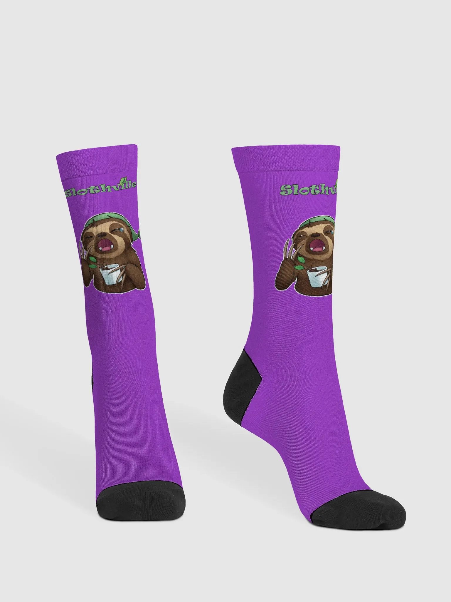 Sleepy Sloth Purple Crew Socks product image (1)