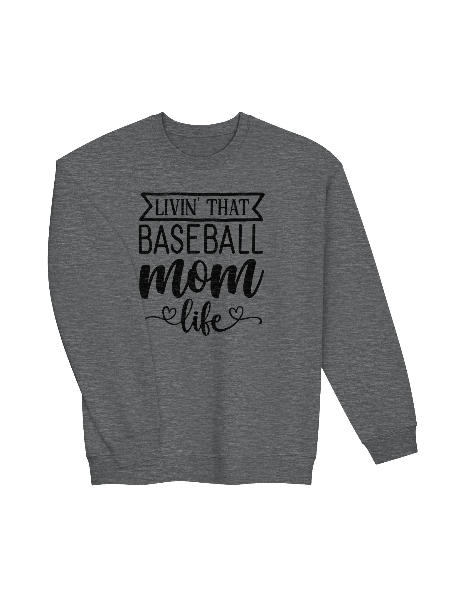 Livin’ That Baseball Mom Life Crewneck Sweatshirt | Baseball Mama Pullover product image (3)