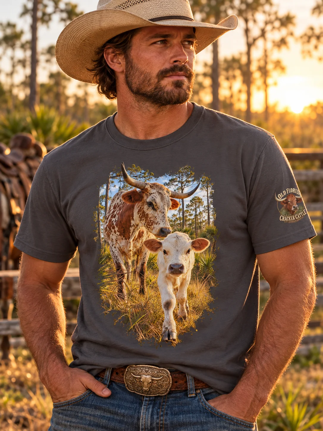 Old Florida Cracker Cattle T-Shirt | Florida Heritage Ranch Tee | BROKEN RODEO™ product image (37)