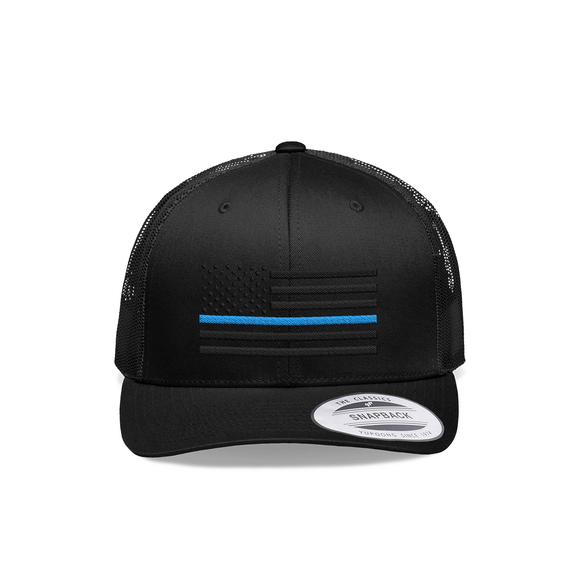 Thin Blue Line Blackout American Flag Hat product image (1)