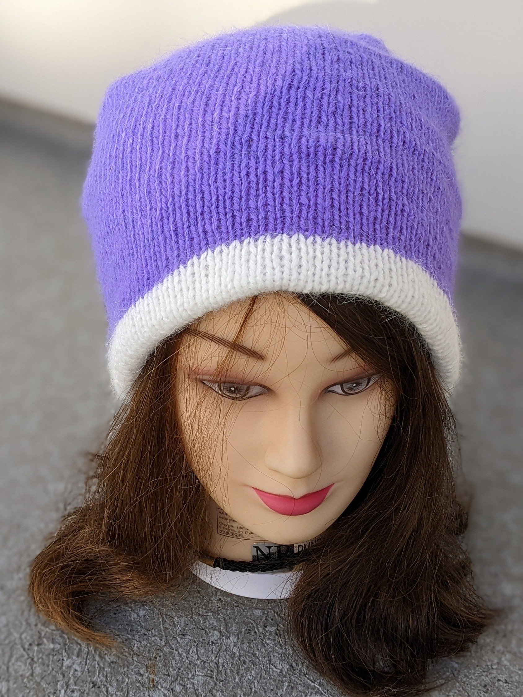 Double Layer Reversible Two Colors Knit Hat Pattern product image (4)