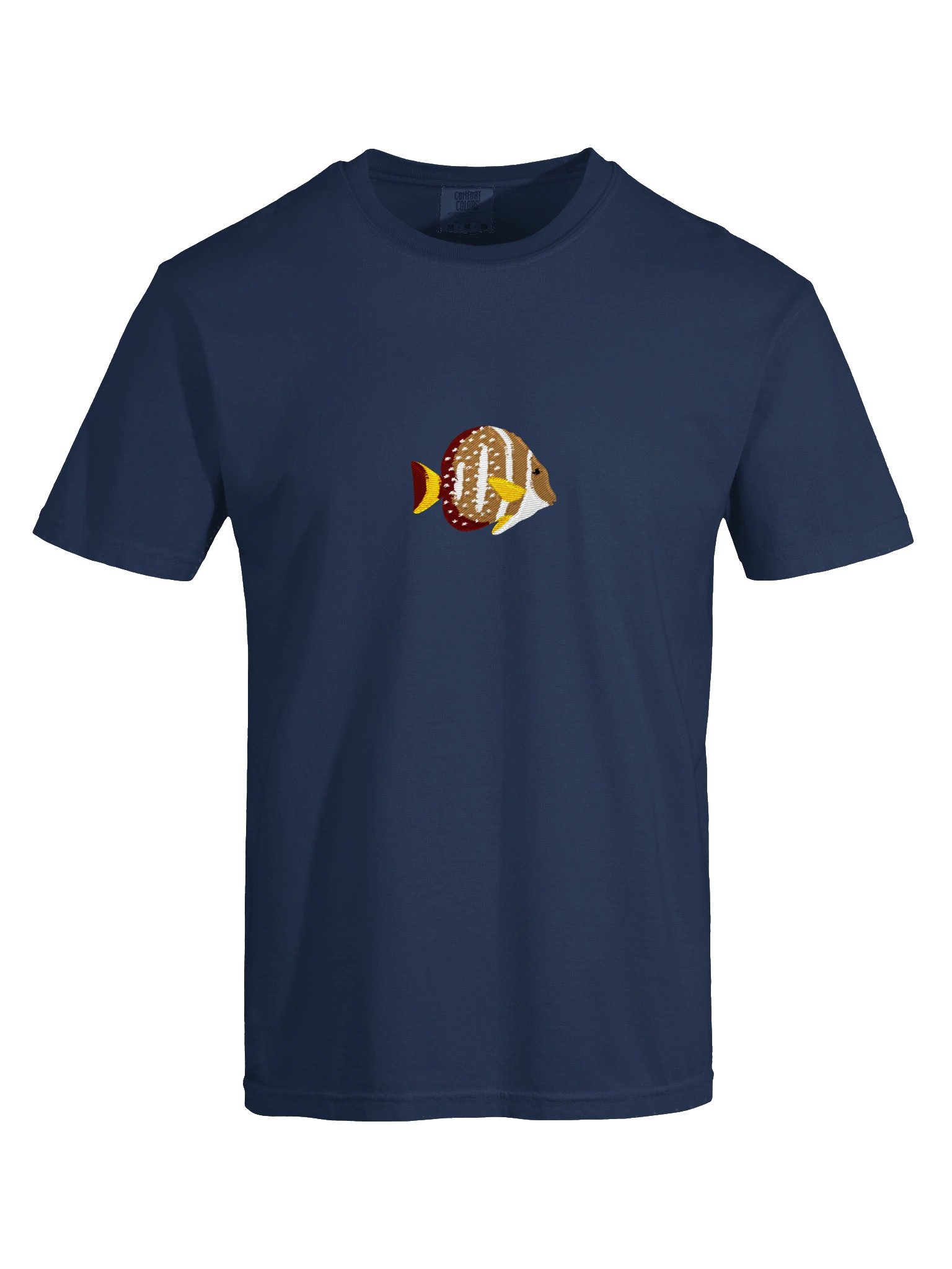 Mustard Butterflyfish Embroidered Shirt | Reef Aquarium Fish Embroidery Tee | Saltwater Marine Fish Apparel product image (13)