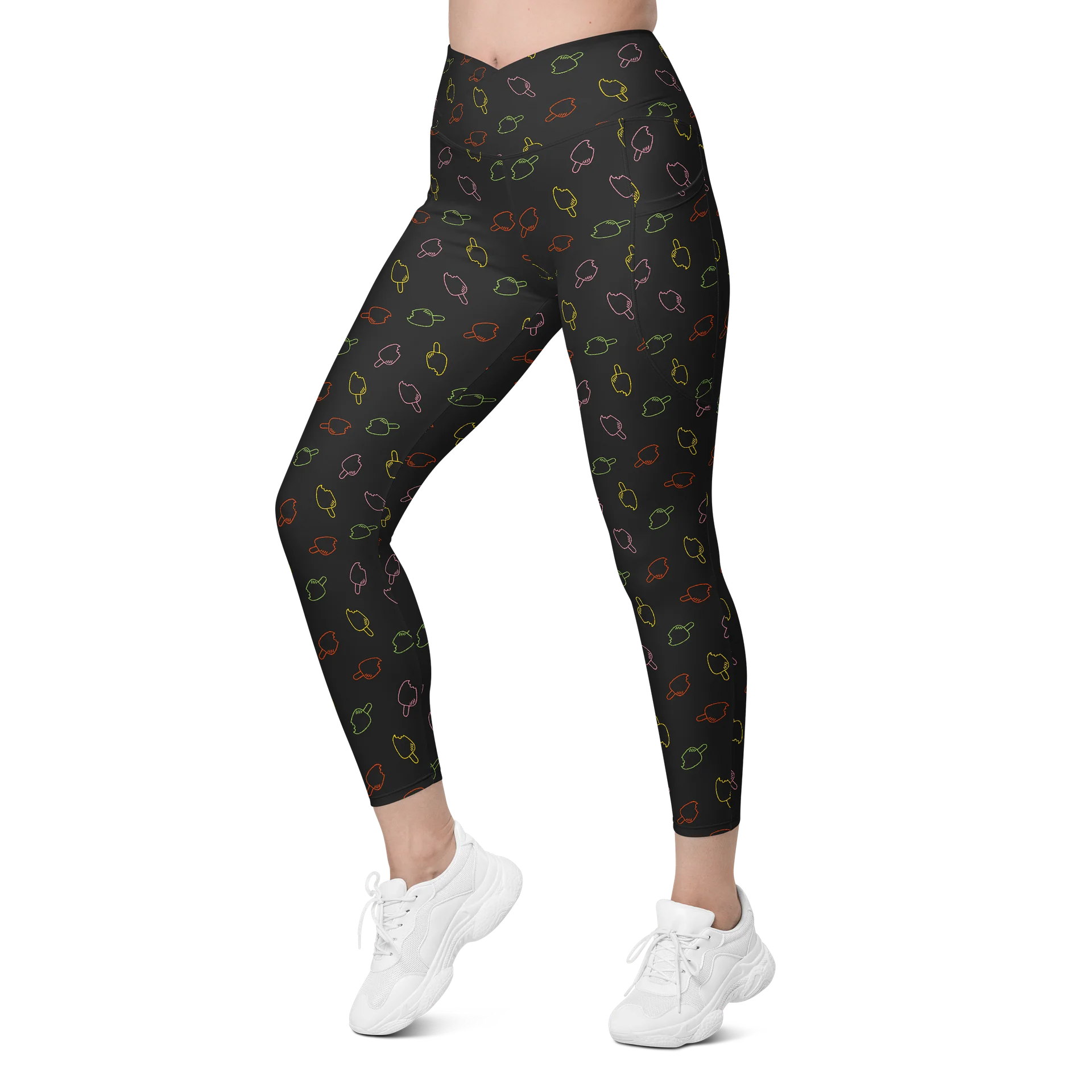 Colorful Bold Ice Cream Print Crossover Leggings product image (5)