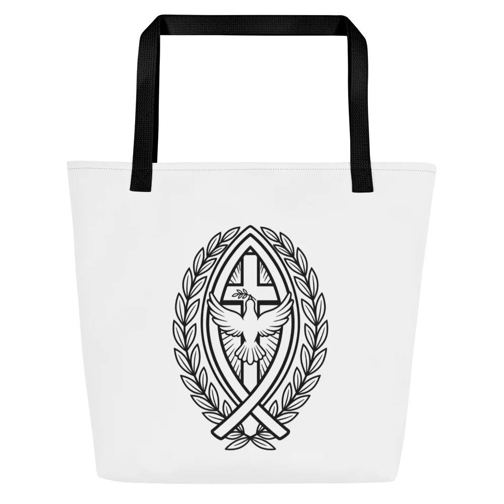 Christian Tote Bag, Cross Dove Ichthus Faith Design, Inspirational Everyday Carry Shoulder Bag Unique Religious Gift product image (1)