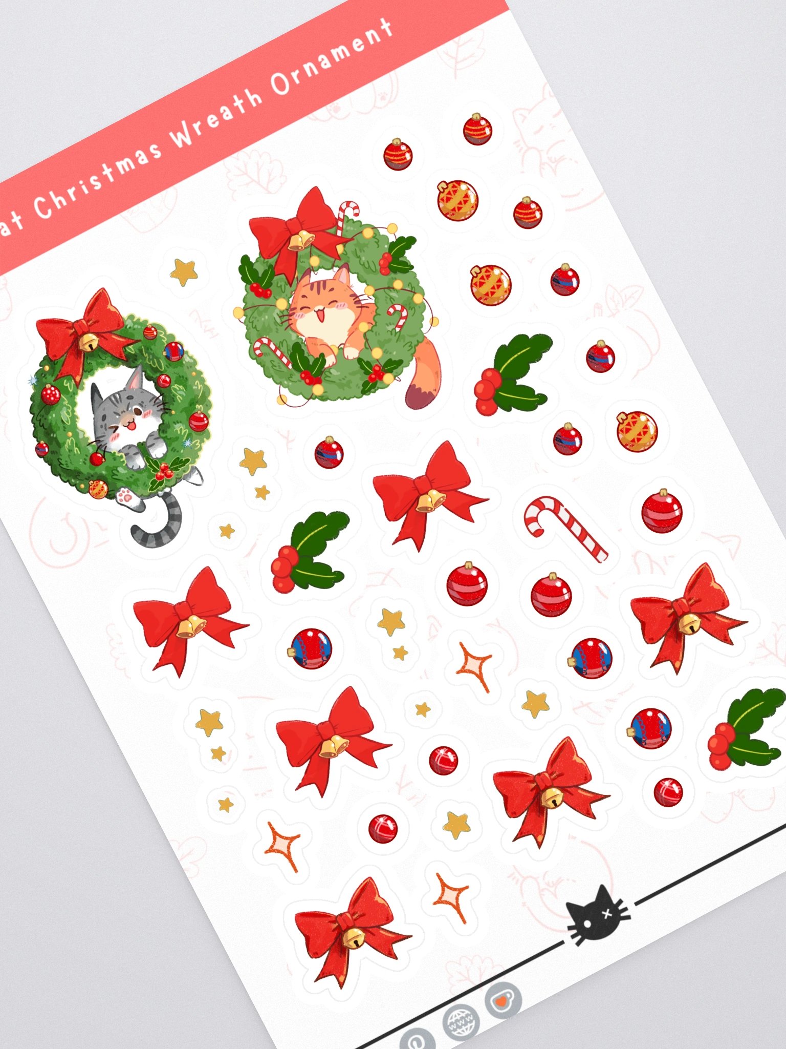 Cat Christmas Wreath Decorations – Cozy Holiday sticker product image (1)