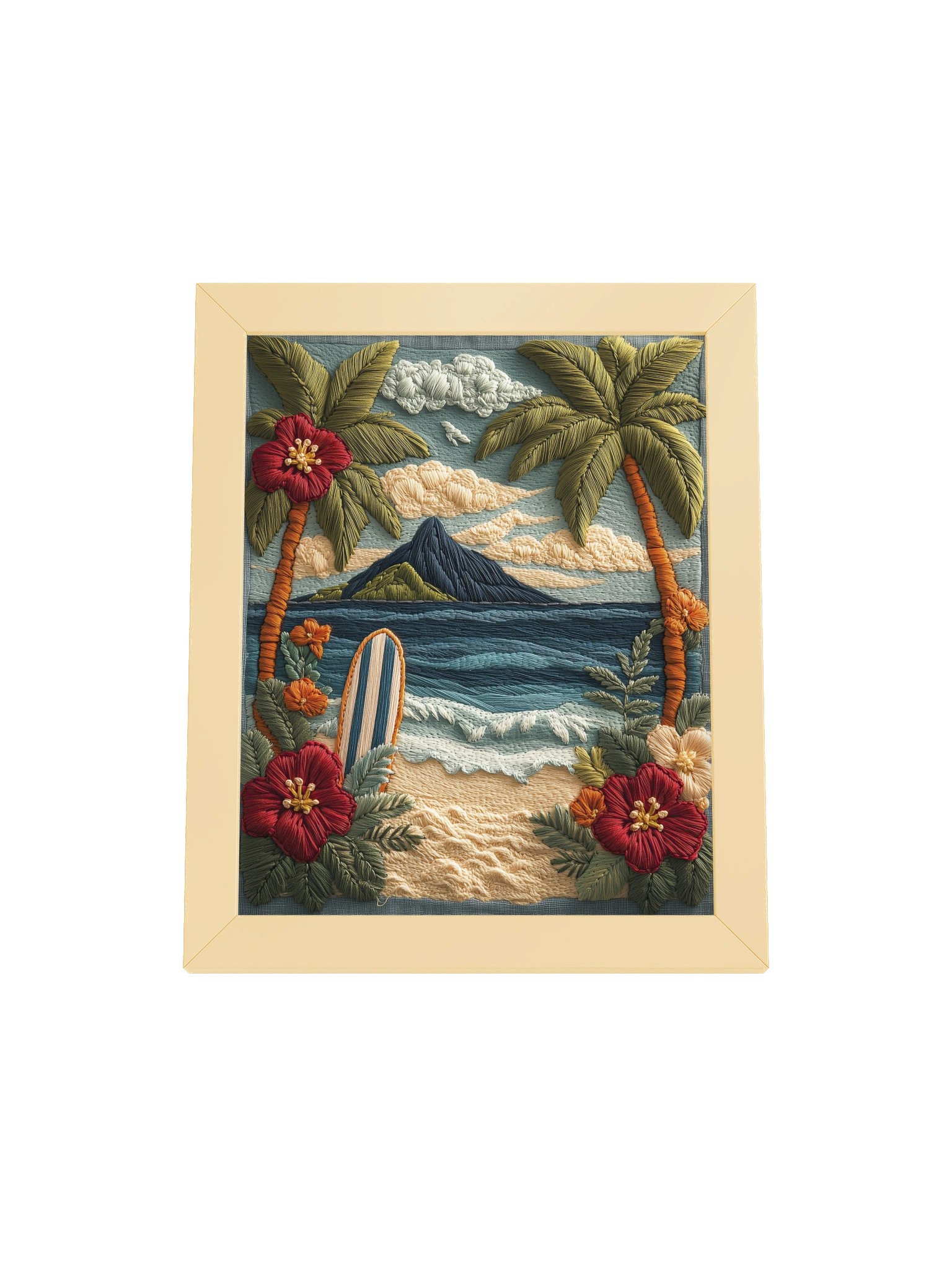 A Little Piece of Hawaii | Embroidery-Style Wall Art — Framed Print product image (1)
