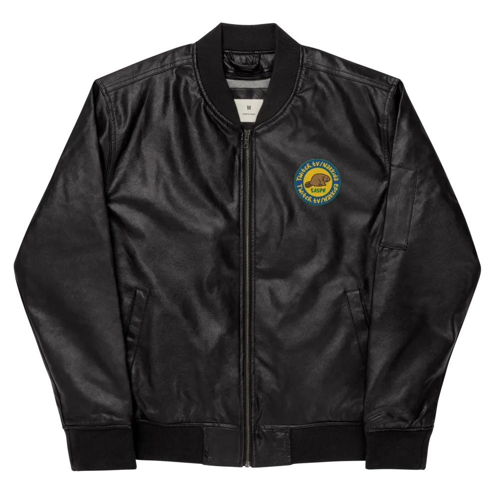 Embroidered SASPR Faux Leather Bomber product image (8)
