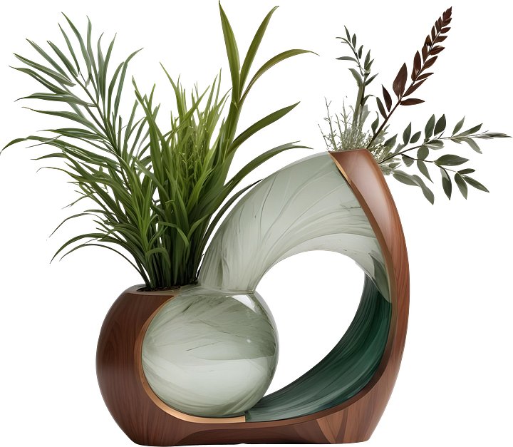 Luxe Botanique – Dual Harmony Art Deco Vase PNG product image (1)