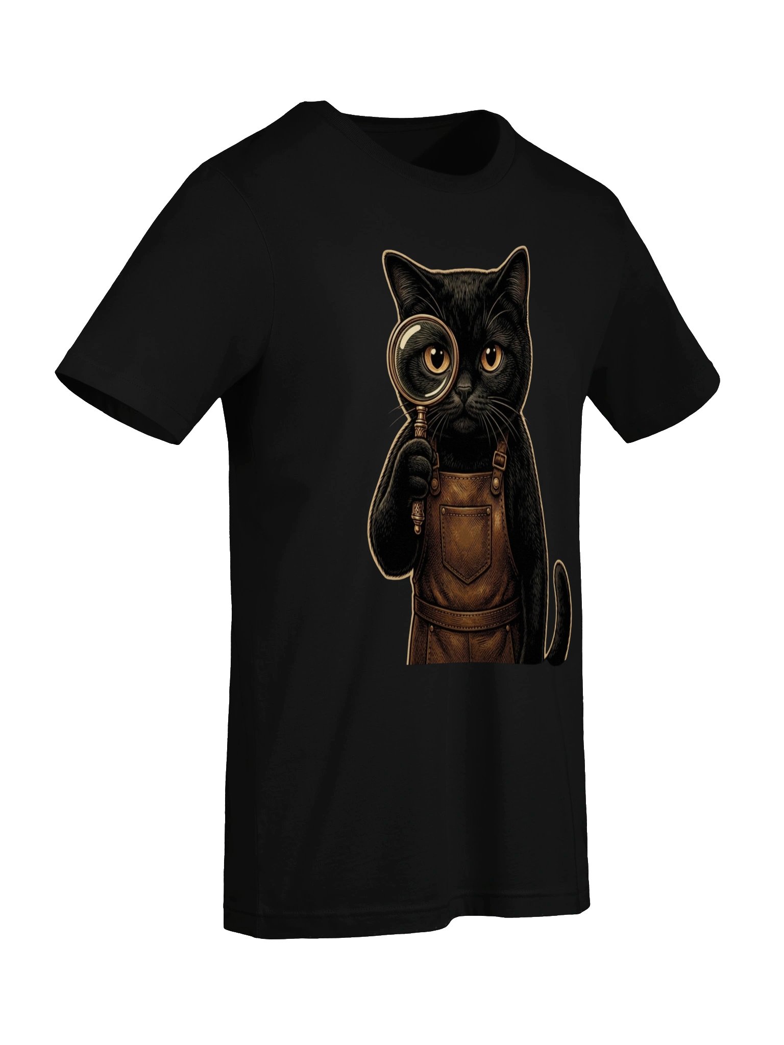 Inspector Cat Vintage Graphic Tee - Curious Black Cat Detective Shirt product image (26)