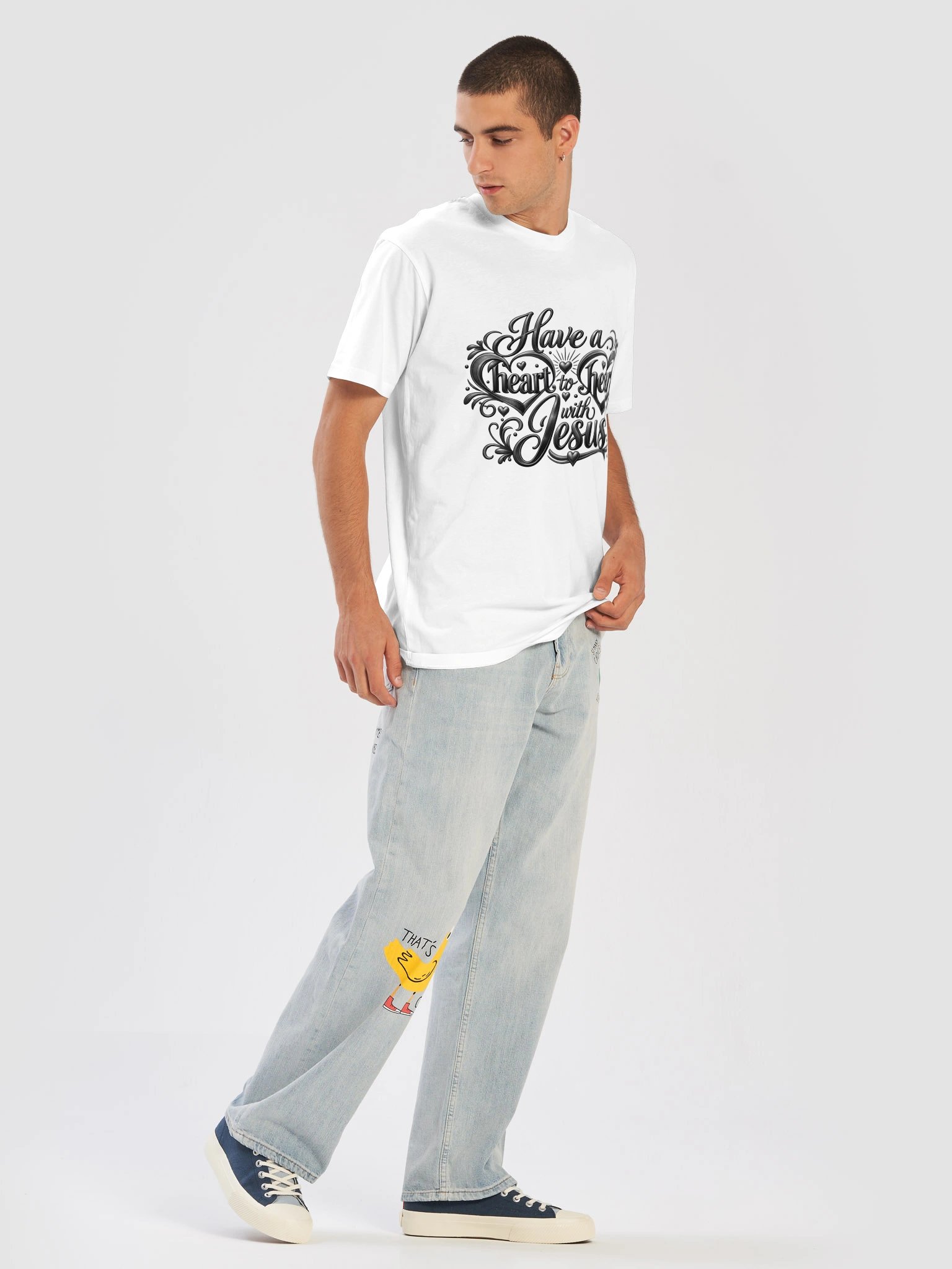 Have a Heart-to-Heart with Jesus Black Premium Unisex T-Shirt product image (5)
