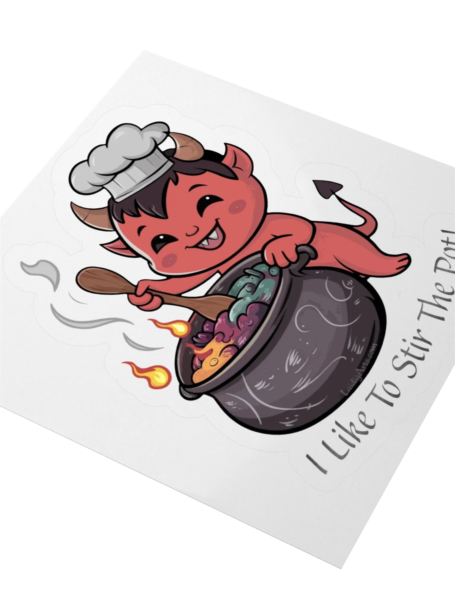 I Like To Stir The Pot Happy Devil Vinyl Sticker product image (7)