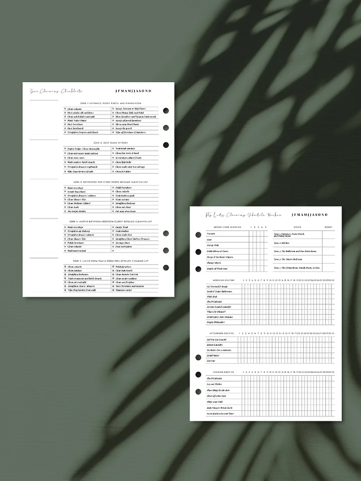Monthly, Weekly & Daily Zone Cleaning Tracker | A5 Minimal Insert | FlyLady-Inspired product image (1)