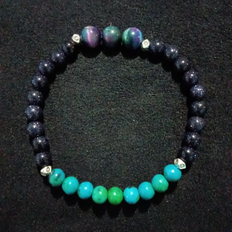 Chrysocolla Beaded Bracelet for Manifesting | Handmade, Celestial, Intentional | "Cosmic Spark" product image (6)