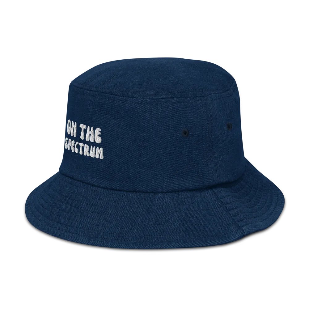 ON THE SPECTRUM (white) groovy design embroidered denim bucket hat product image (24)