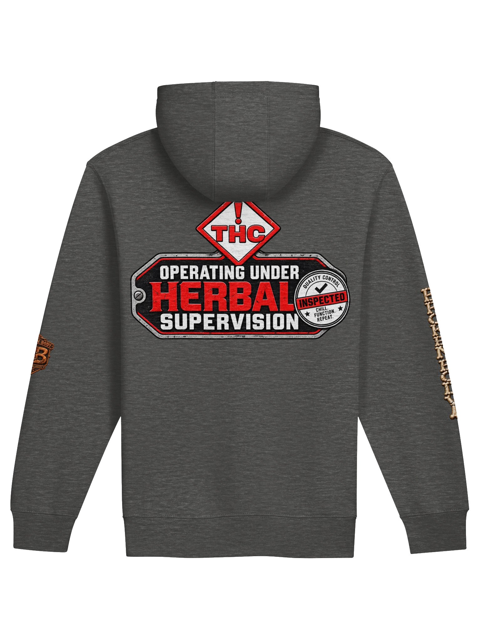 THC Hoodie — Operating Under Herbal Supervision Full-Zip Hoodie | Broken Body™ product image (2)
