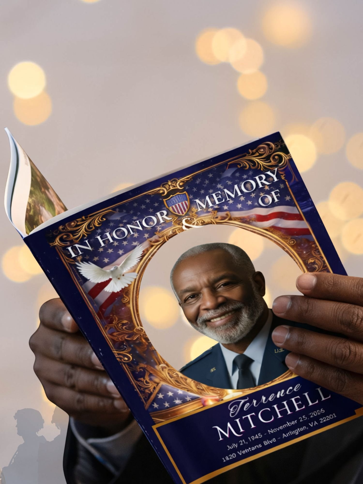 8-Pages Patriotic Funeral Program Template, Veteran Military Memorial Booklet (8.5x11 Bi-Fold, Editable Canva, Digital Download) product image (3)