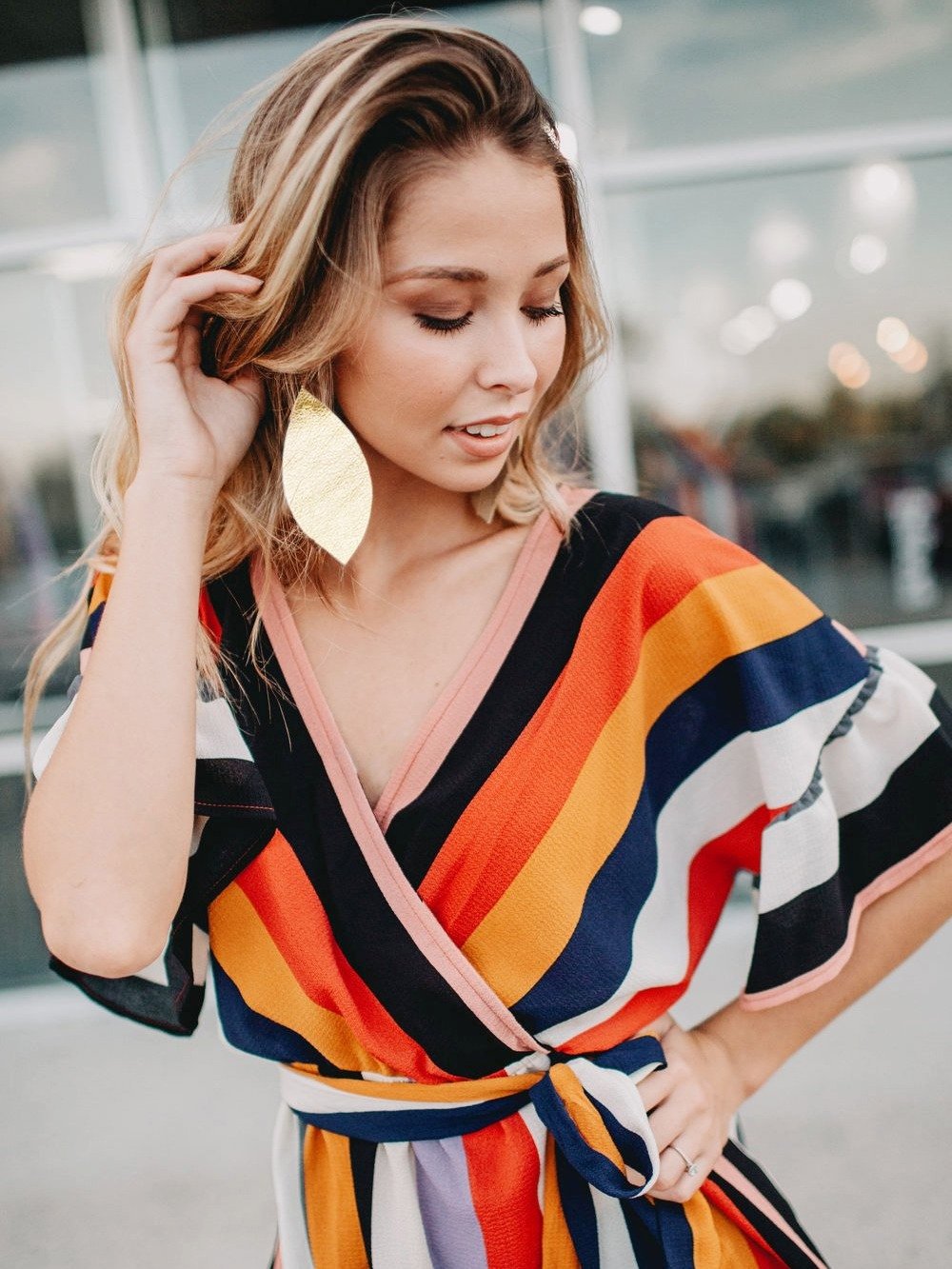 Gold Showstopper Leather Earrings product image (2)