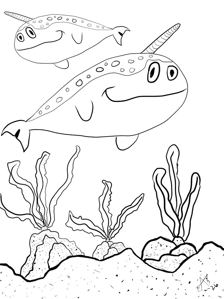 TSStechAngel's World - Narwhals Coloring Page product image (1)