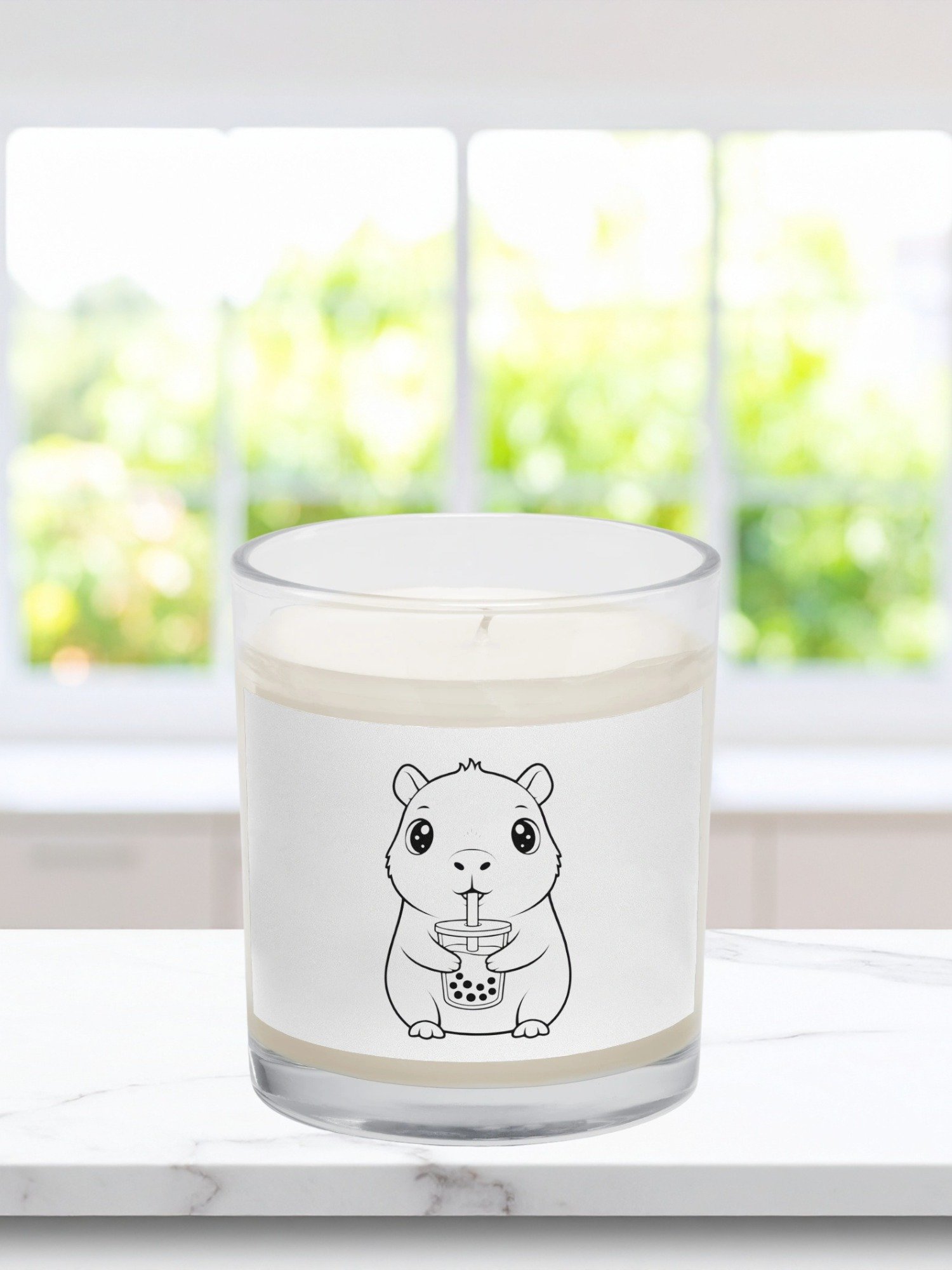 Capybara Gifts Kawaii Animal Drinking Bubble Tea Candle, Minimalist Soy Wax Cute Décor product image (1)