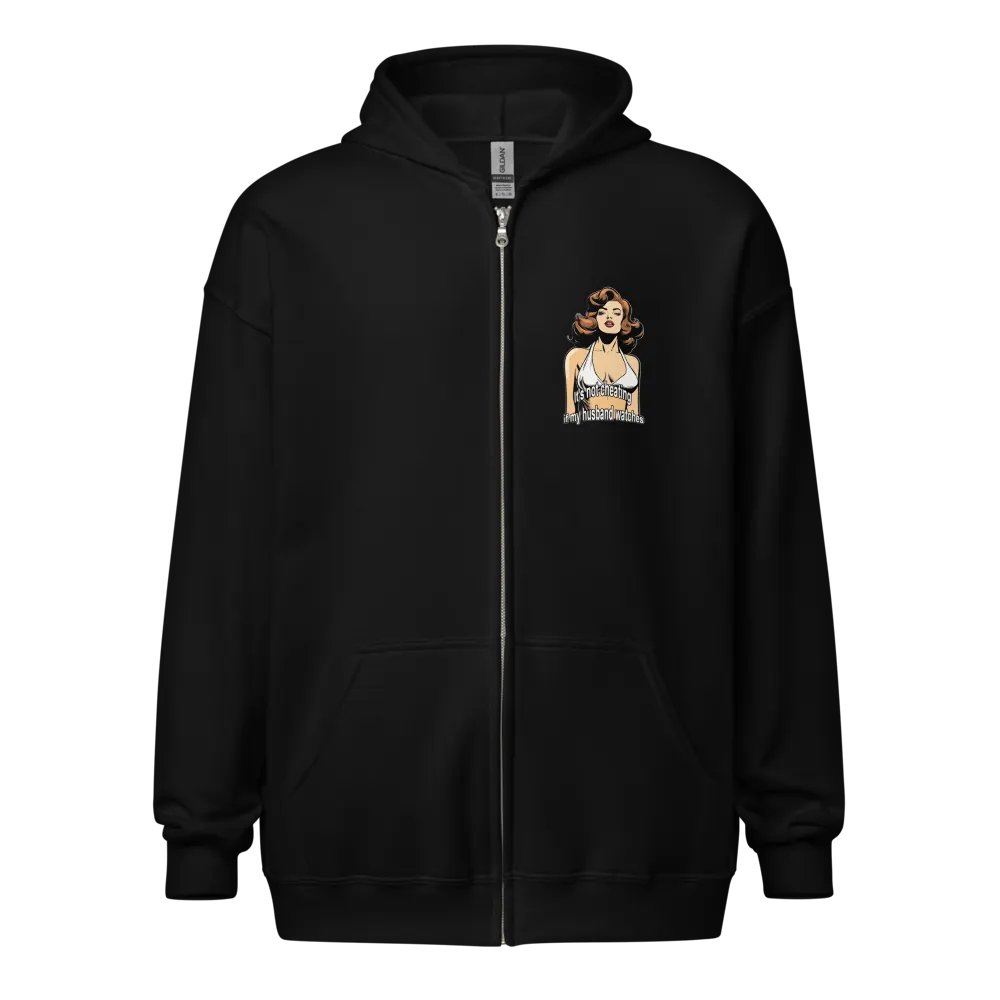 It's not cheating if my husband watches pop art zip up hoodie product image (15)